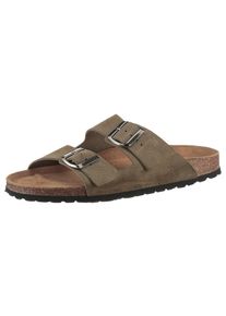 MAN'S WORLD MAN'S WORLD Herren Pantolette, Gr. 40, grün, Veloursleder, klassisch, Schuhe, Schlappen, Sommerschuh, Hausschuh mit vorgeformtem Fußbett