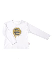 Liliput Jungen Langarmshirt "Today", weiß, casual, Gr. 62, bedruckt, 100% Baumwolle, Shirts, mit Druckknöpfen auf der Schulter