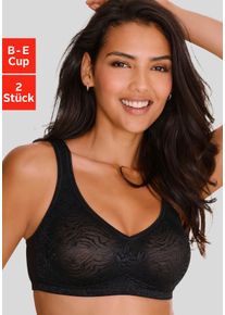 Petite Fleur Damen Soft-BH, Gr. 90, schwarz-weiß, Spitze, Jersey, Obermaterial: 52% Polyamid, 40% Baumwolle, 8% Elasthan, modisch, BHs, ohne Bügel