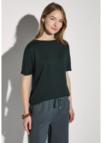 Street One Damen T-Shirt, grün, casual, Gr. 36, unifarben, Stoff, 48% Viskose, 48% Polyester, 4% Elasthan, Shirts, mit U-Boot-Ausschnitt