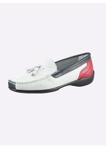 CLASSIC Damen Mokassin, Gr. 42, weiß, Rindsleder, Glattleder, Leder, Basic, Schuhe