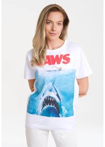logoshirt Damen T-Shirt "Jaws - Der weisse Hai", weiß, casual, Gr. S, bedruckt, 100% Baumwolle, Shirts, mit lizenziertem Print