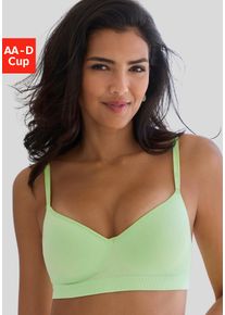 Lascana Damen Push-up-BH "COMFY BRA", Gr. 70, grün, Piquu00e9, Obermaterial: 50% Baumwolle, 33% Polyamid, 14% Polyester, 3% Elasthan, modisch, BHs,