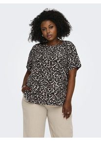 Only CARMAKOMA Damen Shirtbluse "CARVICA SS TOP WVN NOOS", schwarz-weiß, casual, Gr. 44, animal-print, Web, Obermaterial: 97% Polyester, 3% Elasthan,