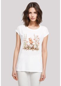 F4NT4STIC Damen T-Shirt "Ostern Küken Ei Blumen", weiß, casual, Gr. S, Obermaterial: 100% Baumwolle, Shirts, Premium Qualität