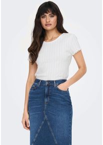 Only Damen Kurzarmshirt "ONLCARLOTTA S/S TOP JRS NOOS", weiß, casual, Gr. XS, unifarben, Single Jersey, Obermaterial: 100% Baumwolle, Shirts