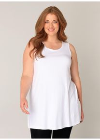 Damen Longshirt "ABBIGALE", weiß, Basic, Gr. 58, Base Level Curvy, unifarben, Jersey, Obermaterial: 94% Viskose, 6% Elasthan, Shirts, ärmellos,