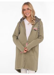 Zwillingsherz Damen Jerseymantel ""Wild and Free"", grün, modisch, Gr. SM, Obermaterial: 50% Baumwolle, 50% Polyester, Mäntel, mit auffäligem Front