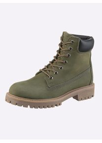 Heine Damen Schnürstiefelette, Gr. 36, grün, Leder, Nubukleder, Nubukleder, modisch, Schuhe