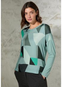 Cecil Damen Langarmshirt, grün, casual, Gr. XXXL, gemustert, Stoff, Vorderseite: 100% Viskose; Rückseite: 95% Viskose, 5% Elasthan, Shirts, mit