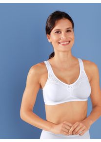 Naturana Damen Bügelloser BH, Gr. 90, weiß, 95% Baumwolle, 5% Elasthan, Spitze:19% Elasthan, 81% Polyamid, BHs