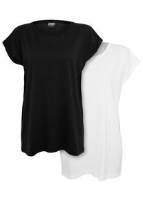 Urban Classics Herren T-Shirt "Urban Classics Damen Ladies Extended Shoulder Tee 2-Pack", schwarz-weiß, casual, Gr. L, unifarben, 100% Baumwolle,