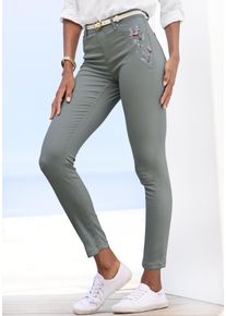Lascana Damen 7/8-Jeggings, grün, modisch, Gr. 36, bedruckt, Denim/Jeans, Obermaterial: 67% Baumwolle, 29% Polyester, 4% Elasthan, Hosen, mit