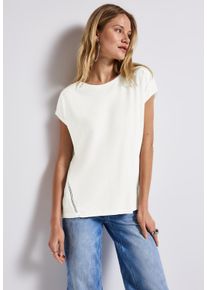 Street One Damen Shirttop, weiß, casual, Gr. 38, unifarben, Obermaterial: 50% Baumwolle, 50% Modal, Tops, mit Häkeldetails