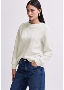 Damen Langarmshirt, weiß, casual, Gr. 44, STREET ONE STUDIO, unifarben, Stoff, 81% Polyester, 17% Viskose, 2% Elasthan, Shirts, aus softem Materialmix