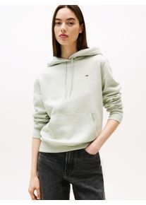 Tommy Jeans Damen Hoodie "TJW REG S FLAG HOODIE", grün, casual, Gr. S, unifarben, Sweatware, Obermaterial: 80% Baumwolle, 20% Polyester, Sweatshirts,