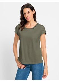 Inspirationen Damen Rundhalsshirt "Rundhals-Shirt", grün, Gr. 40, unifarben, 100% Baumwolle, Shirts
