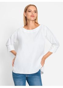 Heine Damen Schlupfbluse, weiß, Gr. 40, unifarben, 50% Baumwolle, 50% Polyester, Blusen