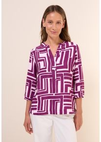 Cecil Damen Klassische Bluseanemone pink, casual, Gr. XS, bedruckt, Stoff, 88% Viskose, 12% Nylon, Blusen, mit 3/4 Ärmeln