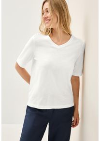 Cecil Damen T-Shirt, weiß, casual, Gr. XL, unifarben, Jersey, Obermaterial: 100% Baumwolle, Shirts, mit V-Ausschnitt