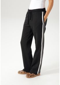 Aniston CASUAL Damen Schlupfhose, schwarz-weiß, modisch, Gr. 38, kontrastfarbene Details, Sweatware, Obermaterial: 80% Baumwolle, 20% Polyester,