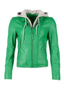 Maze Damen Lederjacke "42021133", grün, Gr. XL, Obermaterial: 100% Lammleder / Innenfutter: 100% Polyester / Kapuze: 55% Baumwolle, 45% Polyester,