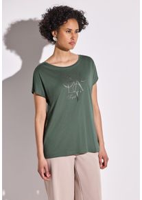 Street One Damen T-Shirt, grün, casual, Gr. 38, unifarben, Web, Stoff, 50% Baumwolle, 50% Modal, Shirts, im soften Baumwoll-Mix