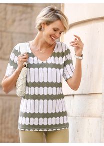 Classic Basics Damen T-Shirt "Kurzarm-Shirt", grün, Gr. 38, gemustert, mehrfarbig, 100% Baumwolle, Shirts