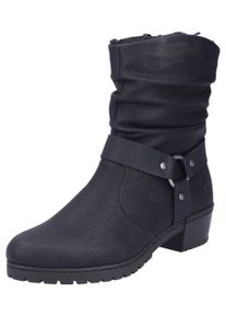 Rieker Damen Winterstiefelette, Gr. 37, schwarz, Lederimitat, unifarben, klassisch, Schuhe, Westernstiefelette, Cowboyboots, Blockabsatz, mit