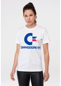logoshirt Damen T-Shirt "Commodore", weiß, casual, Gr. M, unifarben, 100% Baumwolle, Shirts, mit Gaming-Print