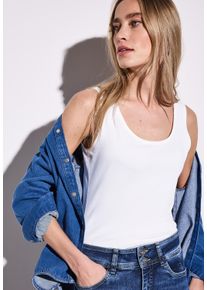 Street One Damen Tanktop "Style ANNI", weiß, casual, Gr. 34, unifarben, Jersey, Obermaterial: 48% Baumwolle, 48% Modal, 4% Elasthan, Tops