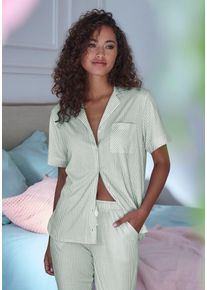 s.Oliver Damen Pyjamaoberteil, Gr. 32, grün, Single Jersey, Obermaterial: 50% Baumwolle, 50% Viskose, klassisch, Shirts, mit aufgesetzter Brusttasche