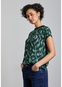 Street One Damen T-Shirt, grün, casual, Gr. 46, bedruckt, Stoff, 95% Viskose, 5% Elasthan, Shirts, aus softem Materialmix
