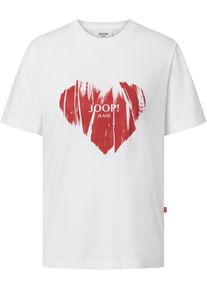 JOOP! JOOP JEANS Damen Rundhalsshirt "Tessa", weiß, modisch, Gr. XS, bedruckt, mehrfarbig, gemustert, Single Jersey, Obermaterial: 100% Baumwolle, Shirts,