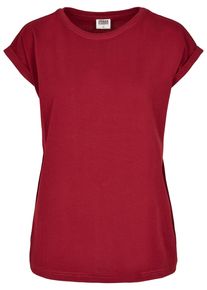 Urban Classics Herren Kurzarmshirt "Urban Classics Damen Ladies Organic Extended Shoulder Tee", rot, casual, Gr. XS, unifarben, 100% Baumwolle, Shirts