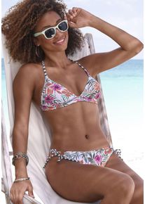 Venice Beach Damen Triangel-Bikini-Top "Summer", weiß, Gr. 34, floral, gestreift, Polyamid, Xtra Life LYCRA, Bikini-Oberteile, mit gekreuzten Trägern