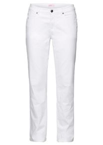 sheego Damen Stretch-Hose, weiß, Gr. 52, unifarben, 97% Baumwolle, 3% Elasthan, Hosen