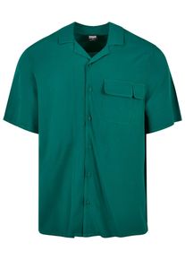 Urban Classics Herren Langarmhemd "Urban Classics Herren Viscose Camp Shirt", grün, Gr. L, unifarben, 100% Viskose, Hemden