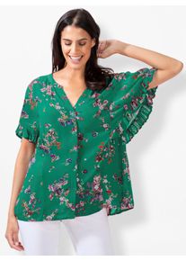 Inspirationen Damen Druckbluse, grün, Gr. 36, geblümt, gemustert, 100% Viskose, Blusen