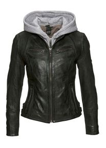 Mauritius Damen Lederjacke "NOLA", grün, modisch, Gr. XS, kontrastfarbene Details, Obermaterial: 100% Schafsleder. Futter: 100% Baumwolle.