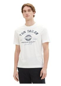 Tom Tailor Herren T-Shirt, weiß, casual, Gr. XXXL, Single Jersey, Obermaterial: 100% Baumwolle, Shirts, mit großem Logofrontprint