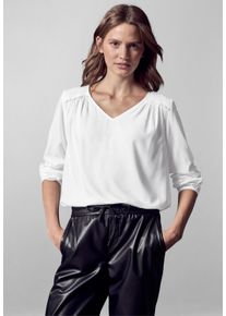 Damen Langarmbluse, weiß, casual, Gr. 46, STREET ONE STUDIO, unifarben, Stoff, 100% Viskose, Blusen, aus softer Viskose