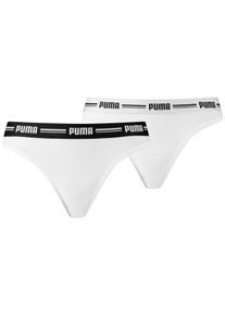 Puma Damen String "Puma WOMEN STRING 2P", Gr. XL, weiß, Obermaterial: 57% Baumwolle, 38% Modal, 5% Elasthan, unifarben, Unterhosen, mit schmalem