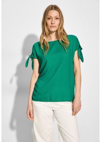 Cecil Damen Kurzarmbluse, grün, casual, Gr. L, unifarben, Stoff, 100% Viskose, Blusen, aus softer Viskose