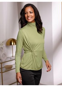 Lady Damen Stehkragenshirt "Stehkragen-Shirt", grün, Gr. 40, unifarben, 95% Viskose, 5% Elasthan, Shirts