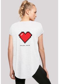 F4NT4STIC Damen T-Shirt "Pixel Herz Happy New Year Silvester", weiß, casual, Gr. XL, Obermaterial: 100% Baumwolle, Shirts, Print