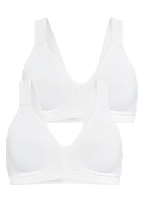 Petite Fleur Damen Sport-BH, Gr. 70, weiß, Jersey, Obermaterial: 75% Baumwolle, 15% Elasthan, 10% Polyester, sportlich, BHs, ohne Bügel für Yoga