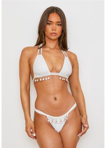MODA MINX Damen Bikini-Hose "Lumiere Droplet", weiß, Gr. XS, unifarben, 85% Polyester, 8% Elasthan, 7% Metall, Badehosen, mit wunderschönen Anhängern