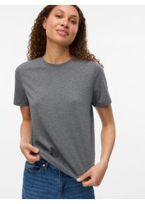 Véro Moda VERO MODA Damen Kurzarmshirt "VMPAULINA SS T-SHIRT GA JRS NOOS", grau, modisch, Gr. XS, unifarben, Jersey, Obermaterial: 100% Baumwolle, Shirts