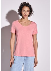 Street One Damen V-Shirtblush peach, casual, Gr. 38, unifarben, Web, Stoff, 50% Baumwolle, 50% Modal, Shirts, mit V-Ausschnitt
